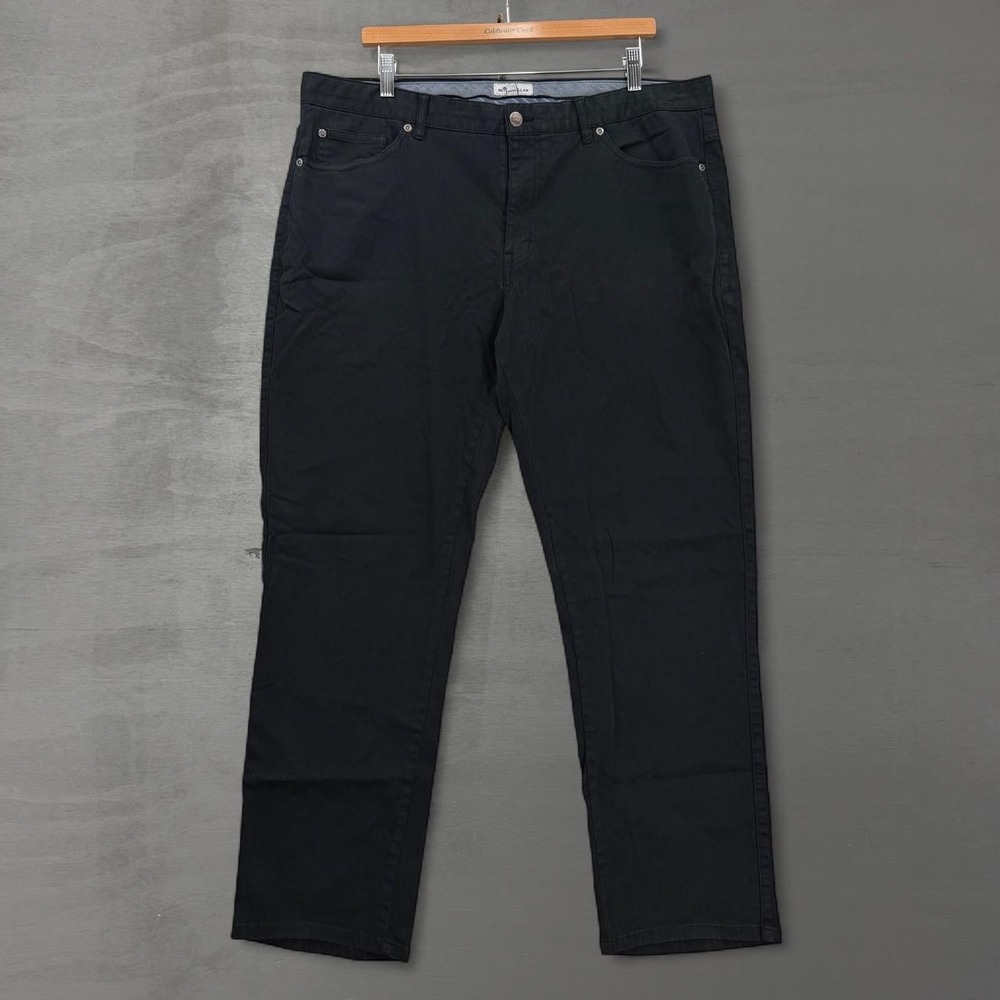Peter Millar Signature Sateen Pants Black Five Pocket Cotton Blend Stretch 38